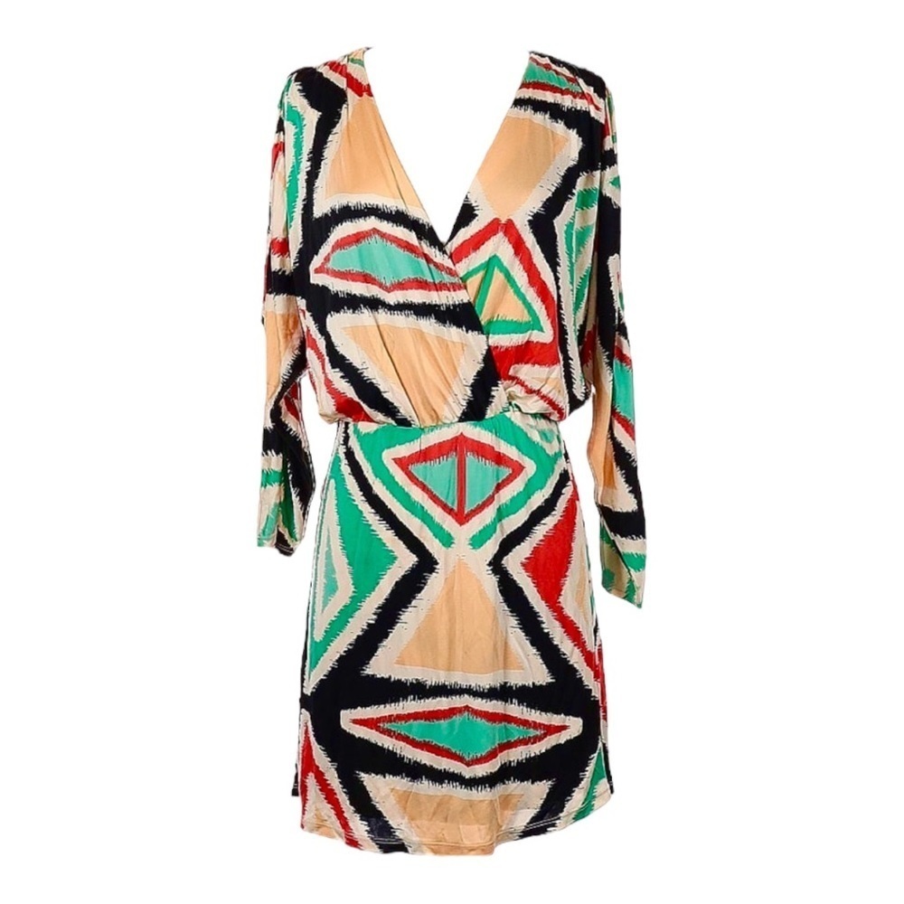 Parker Multi Colored Mini Dress with Plunge Neckline​​​​